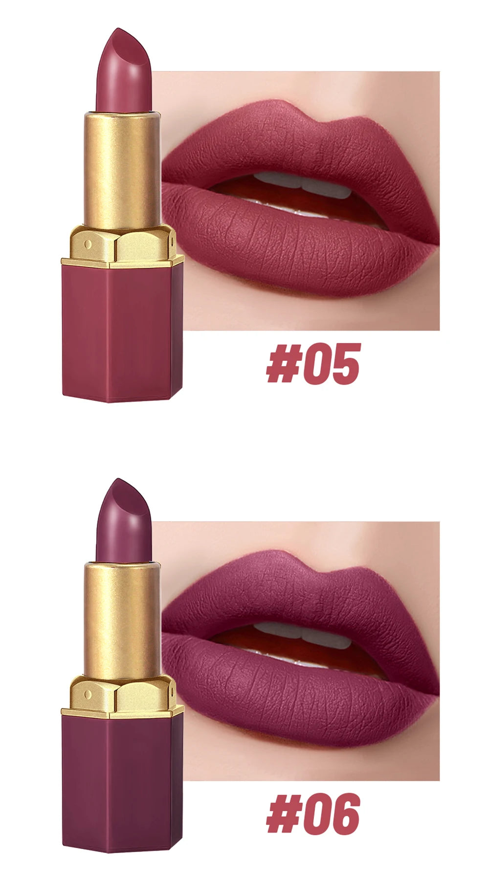 6-Color Gold Tube Matte & Glitter Lipstick Set – BeautyByOla