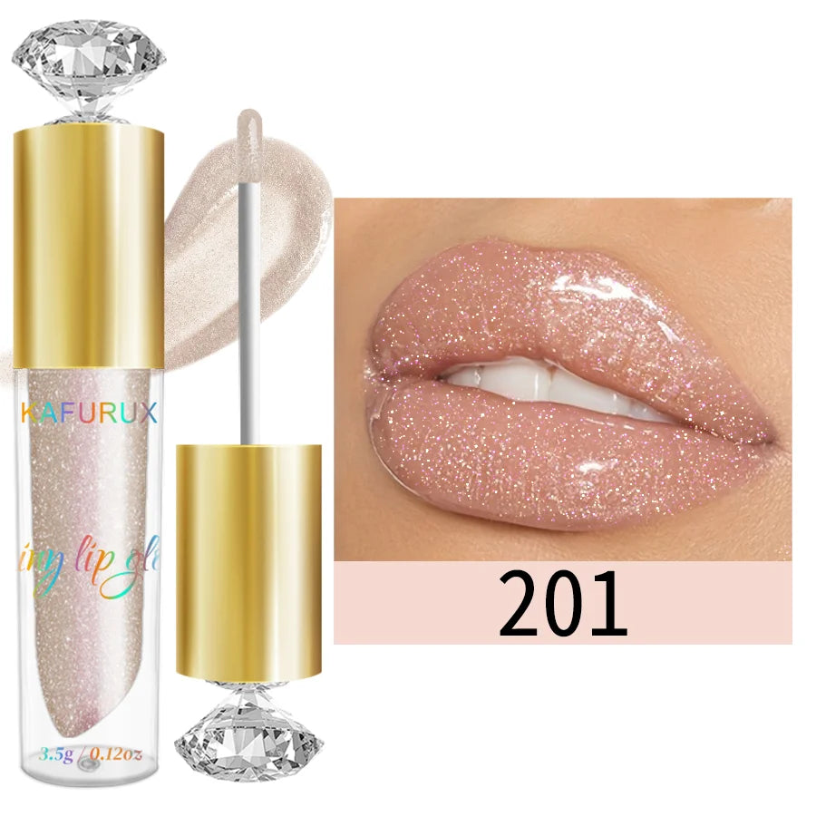 BeautyByOla – 9-Color Moisturizing Diamond Shimmer Lip Gloss, Sparkling Glitter Liquid Lipstick & Pearl Lip Shine