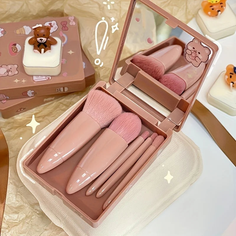 Portable Foldable Travel Makeup Brush Set with Mirror – BeautyByOla