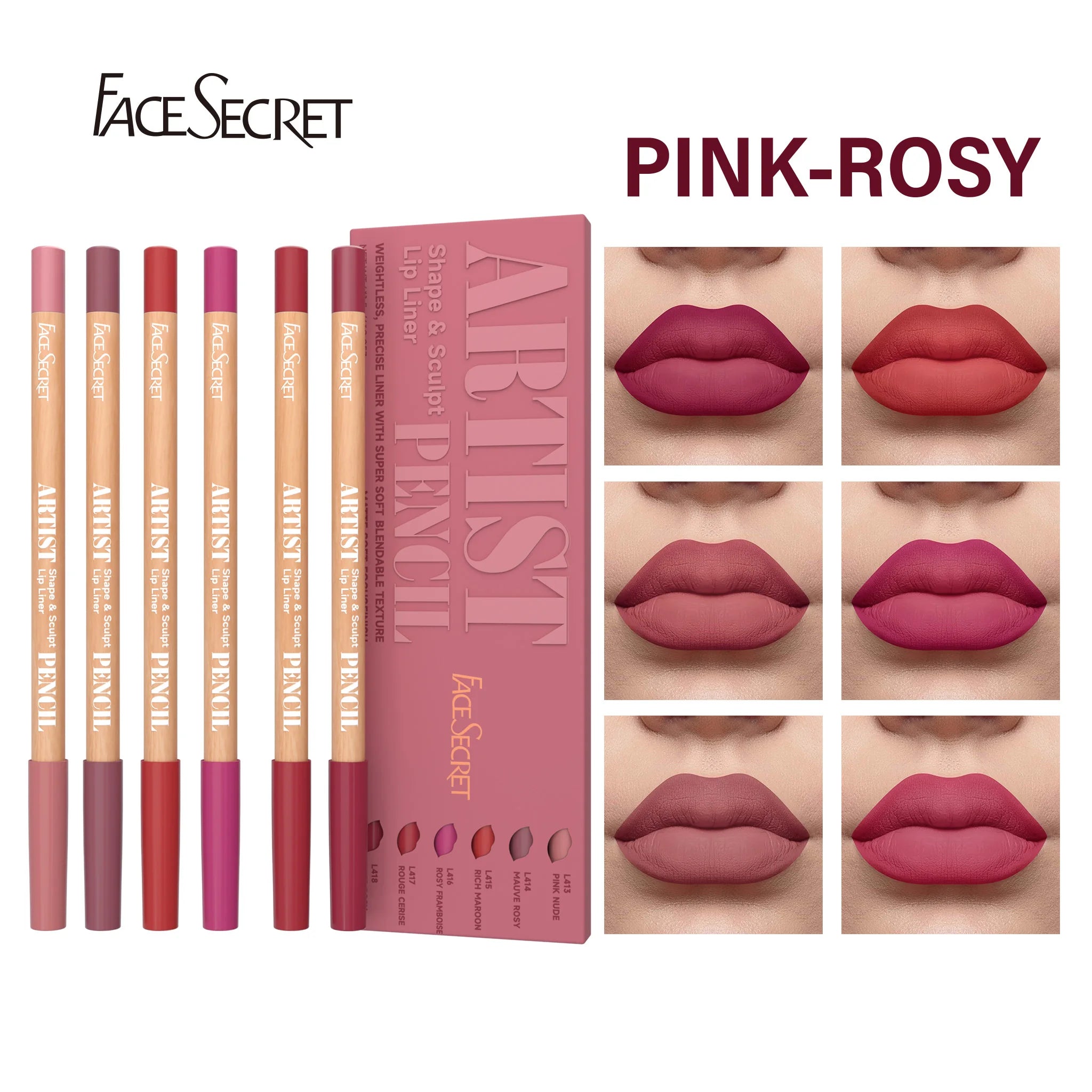 BeautyByOla – 6pcs Velvet Matte Lip Liner Set, Long-Lasting Lip Makeup in Berry, Brown & Pink Shades