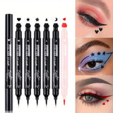 BeautyByOla – 7-Style Eyeliner Stamp Pen, Red & Black Double-Ended Liquid Eyeliner, Fast-Drying & Waterproof