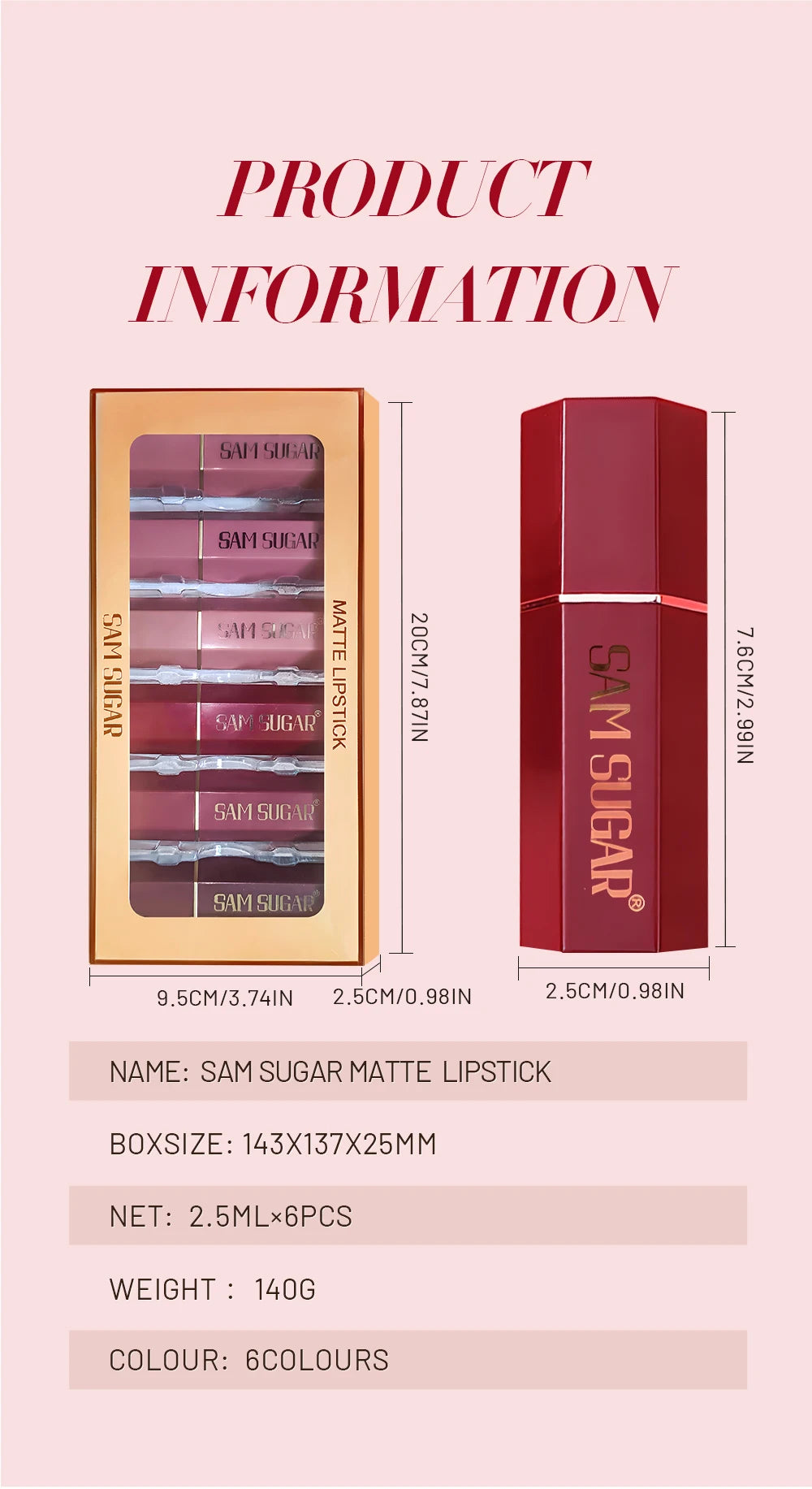 6-Color Gold Tube Matte & Glitter Lipstick Set – BeautyByOla