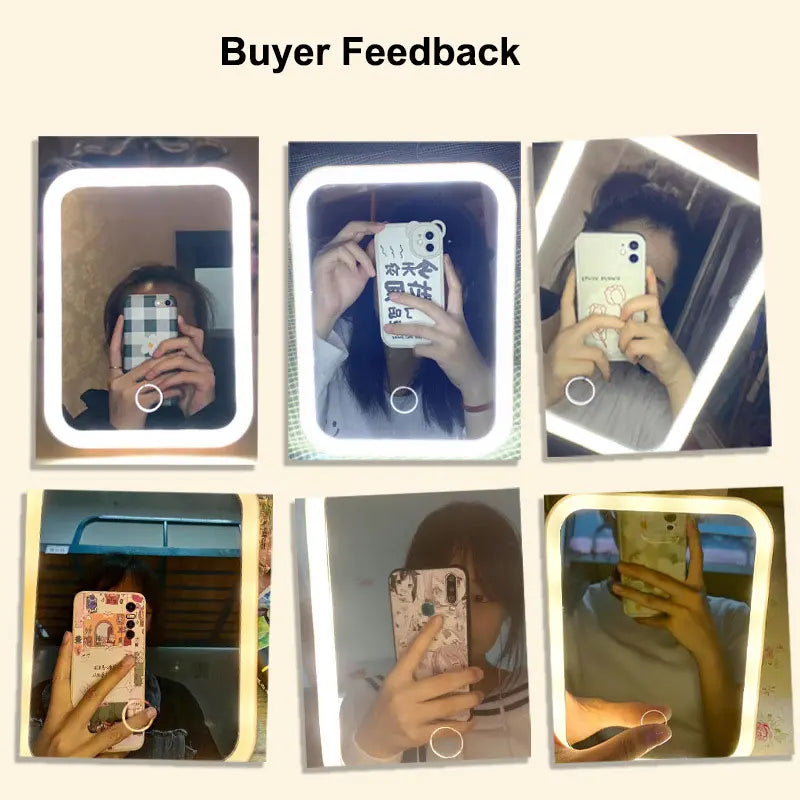 3-Color LED Vanity Mirror Touch Screen USB Rechargeable – BeautyByOla