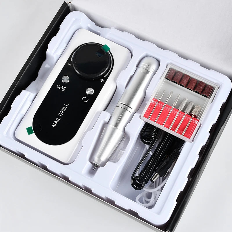 BeautyByOla – 45000 RPM Rechargeable Electric Nail Drill Machine, Portable Nail File Kit with Drill Bits for Manicure & Pedicure
