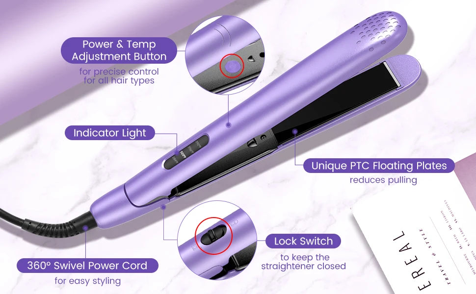BeautyByOla – Sejoy Professional Electric Hair Curling Iron & Straightener, Multi-Function PTC Heater Curler & Crimper