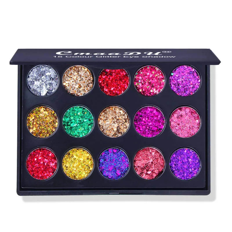 CmaaDu 15-Color Diamond Glitter Eyeshadow Palette Waterproof – BeautyByOla