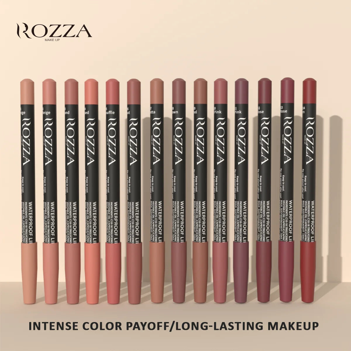 Rozza Waterproof Lip Liner Pencil Set Matte Soft Blendable – BeautyByOla