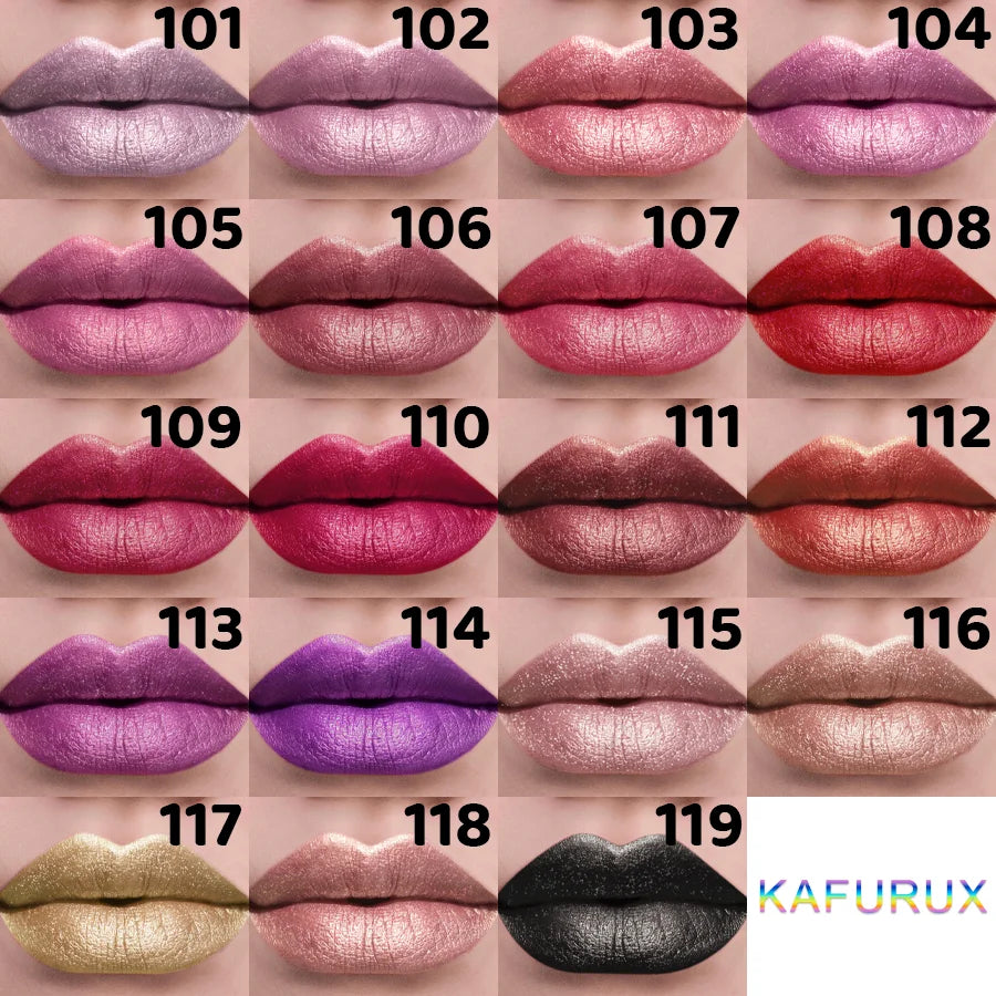 21-Color Glitter Metallic Lipstick Bold Long-Lasting – BeautyByOla