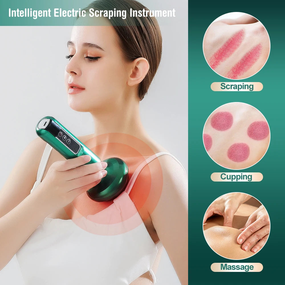 BeautyByOla – Intelligent Cupping Massager, 12/6 Levels Negative Pressure with Infrared Heating & Wireless Scraping Therapy Device