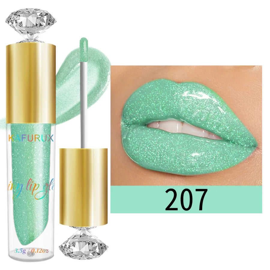 BeautyByOla – 9-Color Moisturizing Diamond Shimmer Lip Gloss, Sparkling Glitter Liquid Lipstick & Pearl Lip Shine