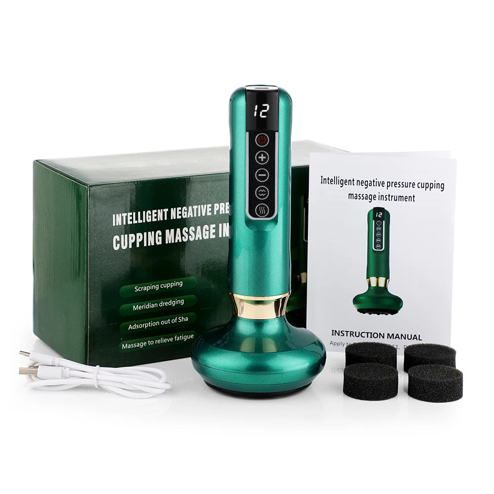 BeautyByOla – Intelligent Cupping Massager, 12/6 Levels Negative Pressure with Infrared Heating & Wireless Scraping Therapy Device