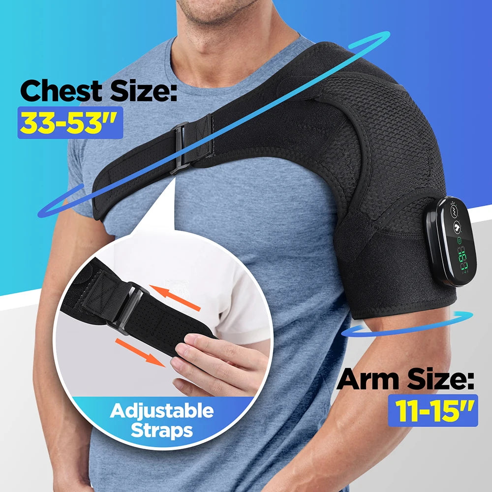 BeautyByOla – Electric Shoulder Support Brace with Heating & 3-Level Vibration, Shoulder Massager & Health Care Pad