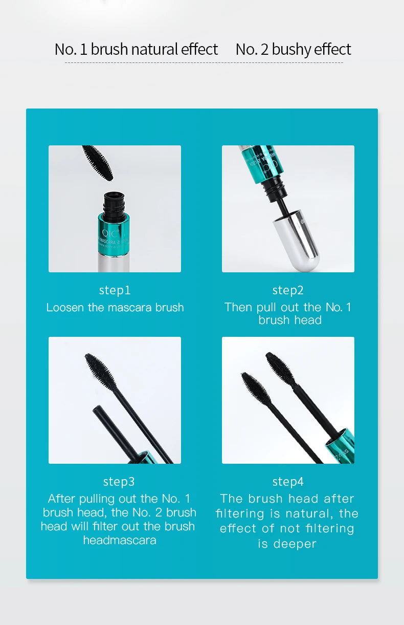 Double 2-in-1 Silk Fiber Mascara Waterproof Lengthening – BeautyByOla