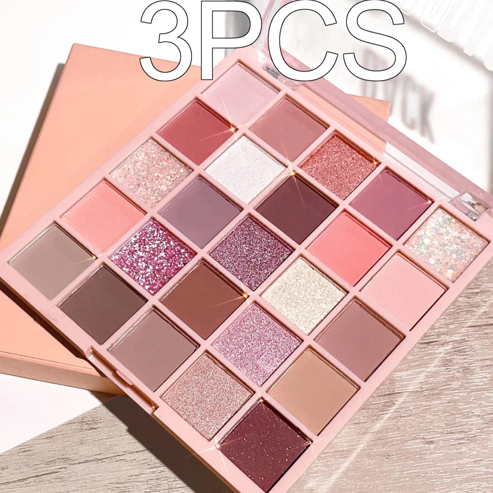 25-Color Eyeshadow Palette Sparkling Powder Pearl Orange Brown – BeautyByOla