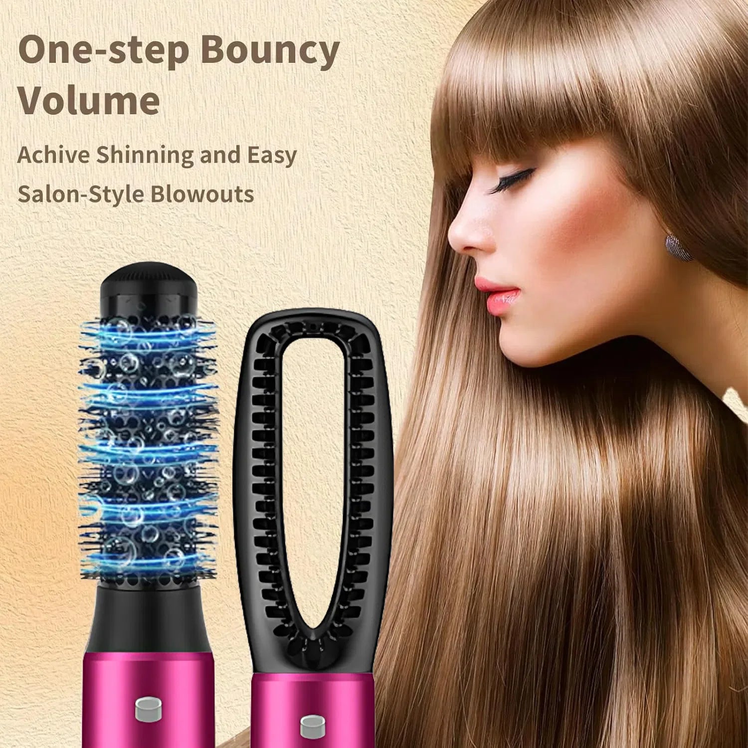 BeautyByOla – 5-in-1 Hair Dryer & Styling Set, Multi-Function Hair Straightener, Curling Iron & Hot Air Brush