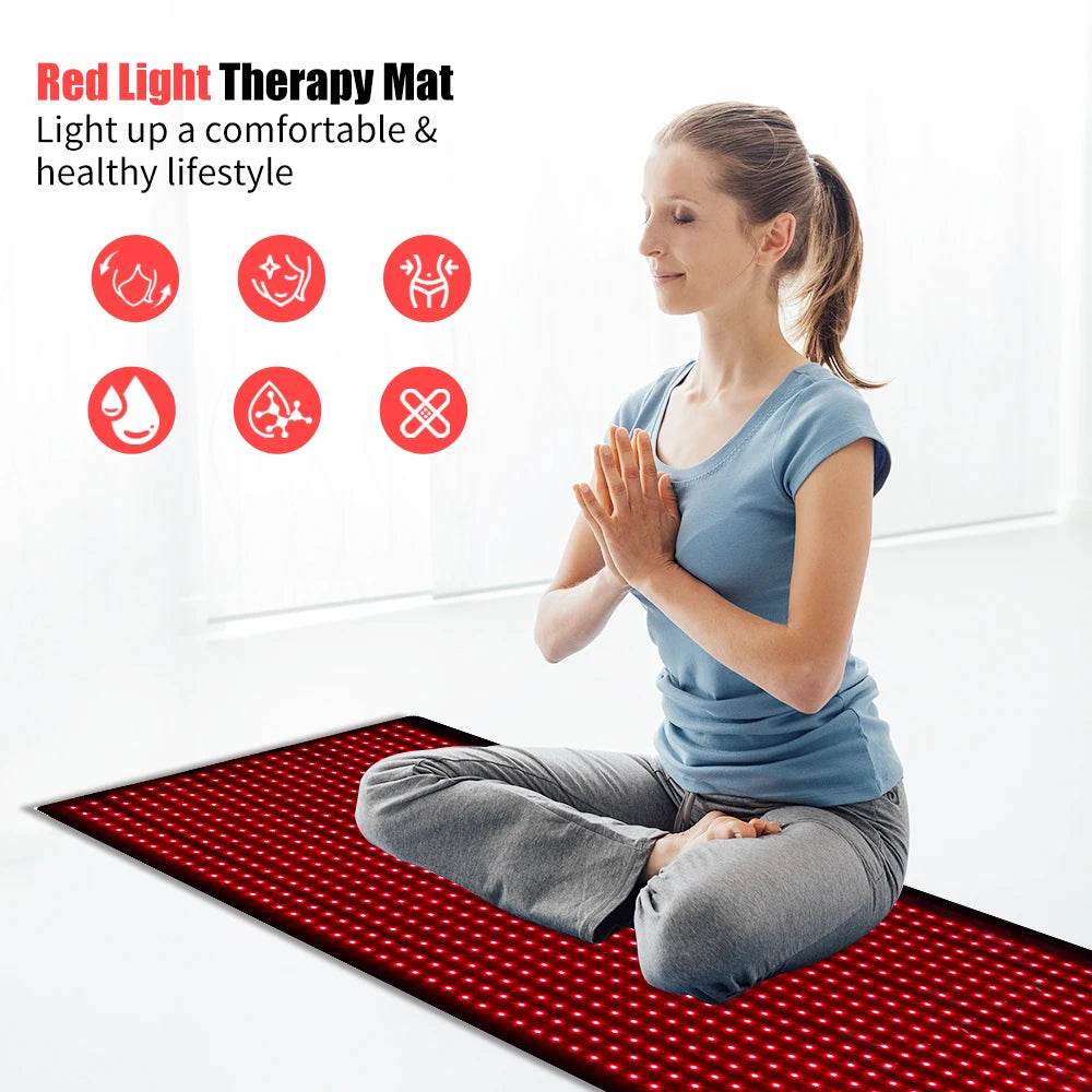 BeautyByOla – Full Body Red Light Mat 71"x31", 1280 LEDs Near-Infrared 660nm & 850nm Pad for Pain Relief