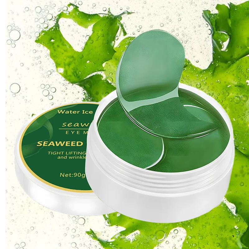 BeautyByOla – 60pcs Seaweed Hyaluronic Acid Eye Mask, Collagen Eye Patches for Dark Circles & Facial Care
