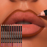 12-Color Matte Lip Liner & Lipstick Set Long-Lasting – BeautyByOla