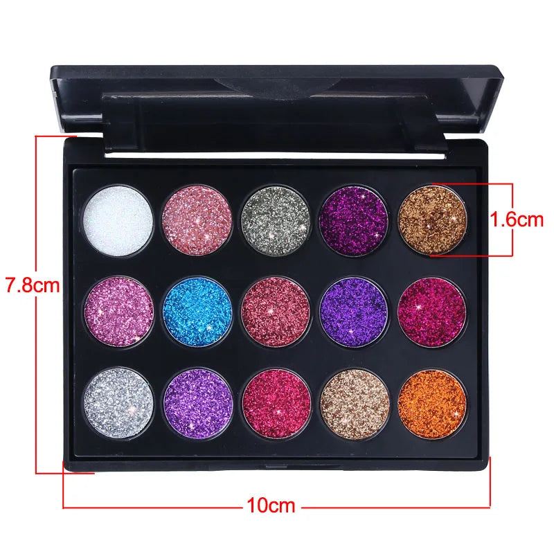 CmaaDu 15-Color Diamond Glitter Eyeshadow Palette Waterproof – BeautyByOla
