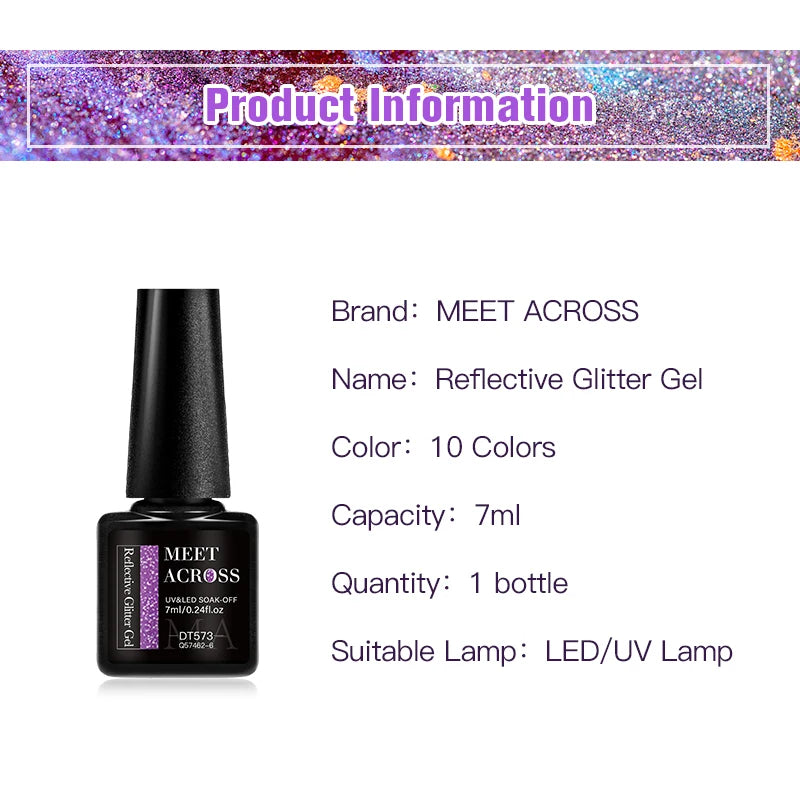 MEET ACROSS 7ml Pink Reflective Gel Nail Polish UV LED – BeautyByOla