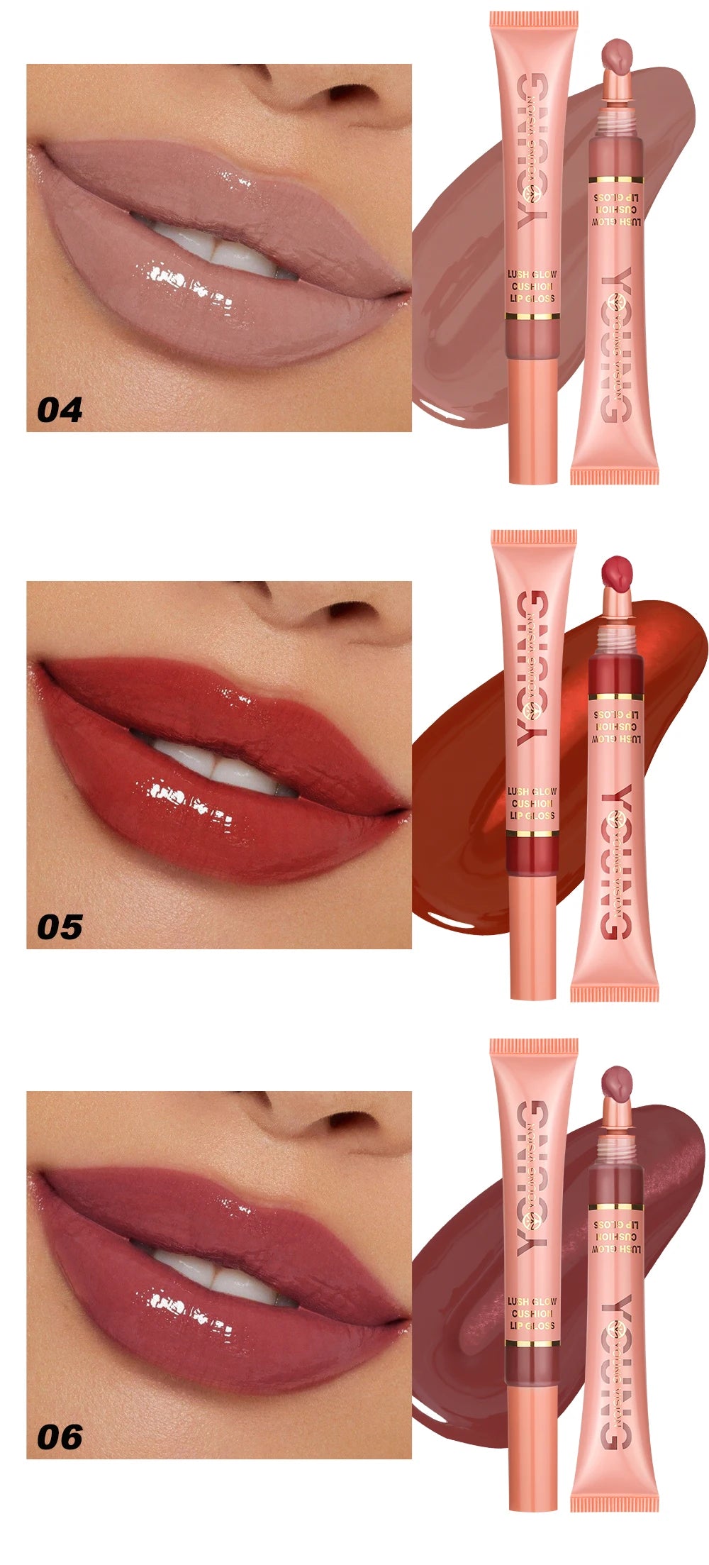 YOUNG VISION 6-Color Liquid Brightening Lip Gloss Moisturizing – BeautyByOla