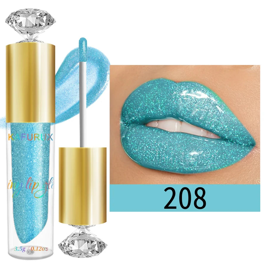 BeautyByOla – 9-Color Moisturizing Diamond Shimmer Lip Gloss, Sparkling Glitter Liquid Lipstick & Pearl Lip Shine