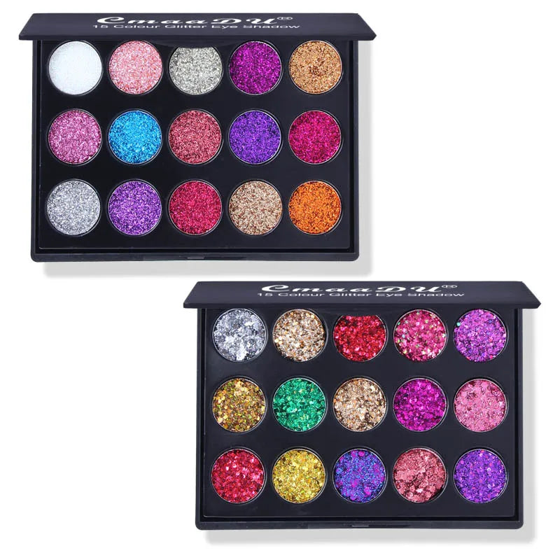 CmaaDu 15-Color Diamond Glitter Eyeshadow Palette Waterproof – BeautyByOla