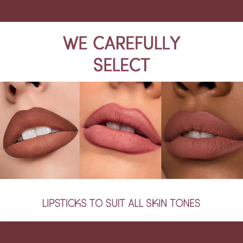BeautyByOla – USHAS 12-Color Lip Liner & Lipstick Set, Matte, Long-Lasting Nude & Red Shades