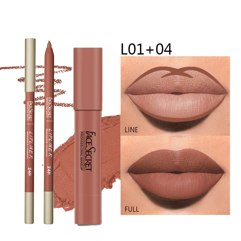 Matte Lip Liner & Lipstick Set Waterproof Long-Lasting – BeautyByOla