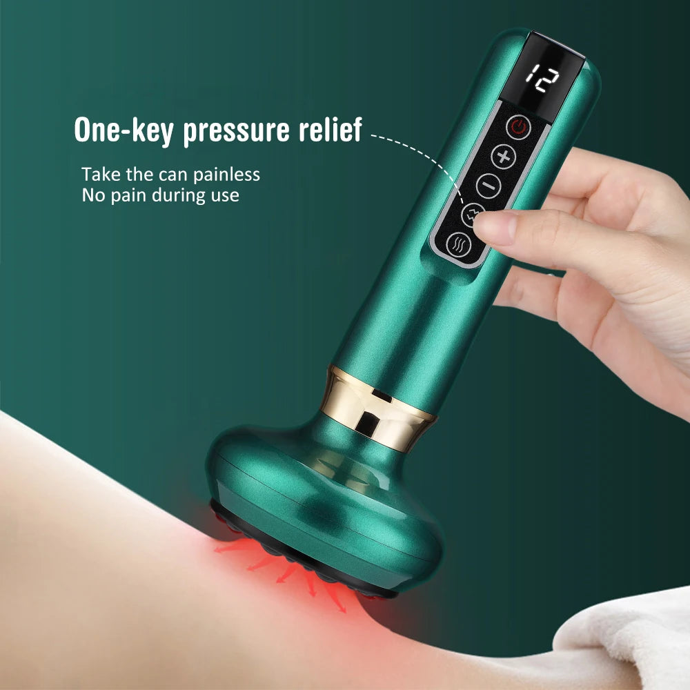 BeautyByOla – Intelligent Cupping Massager, 12/6 Levels Negative Pressure with Infrared Heating & Wireless Scraping Therapy Device