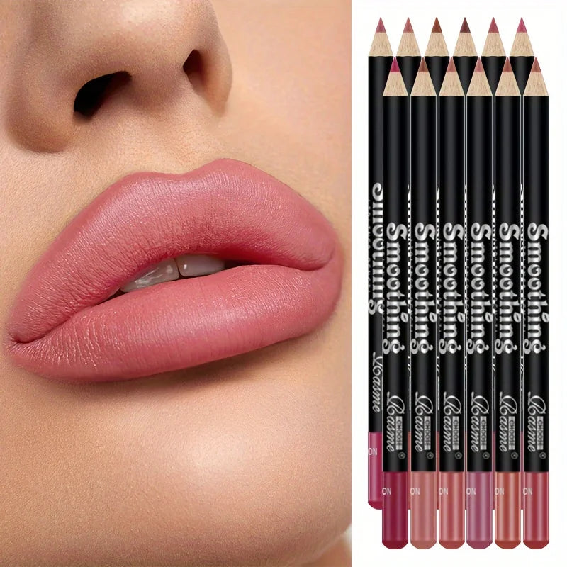 12-Color Matte Lip Liner & Lipstick Set Long-Lasting – BeautyByOla
