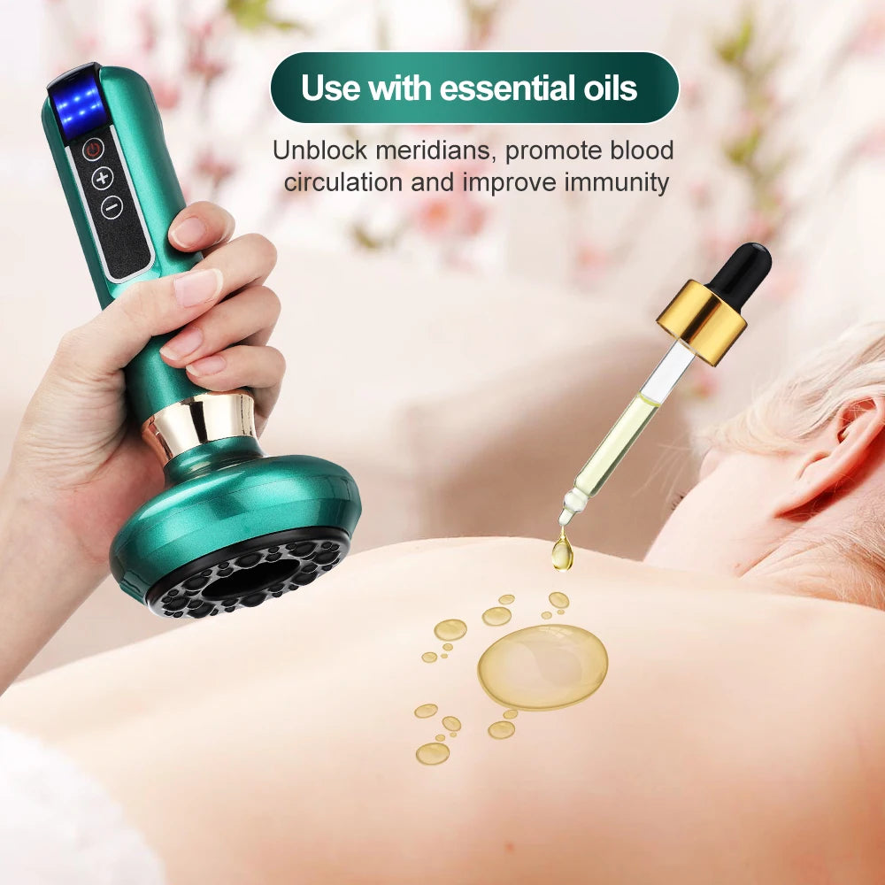 BeautyByOla – Intelligent Cupping Massager, 12/6 Levels Negative Pressure with Infrared Heating & Wireless Scraping Therapy Device