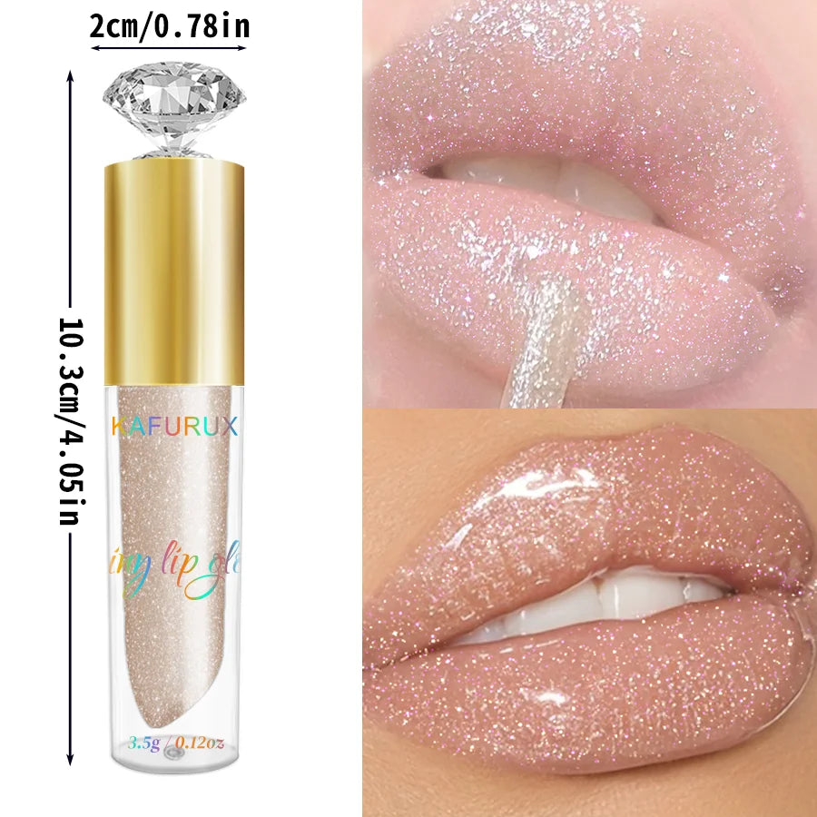 BeautyByOla – 9-Color Moisturizing Diamond Shimmer Lip Gloss, Sparkling Glitter Liquid Lipstick & Pearl Lip Shine