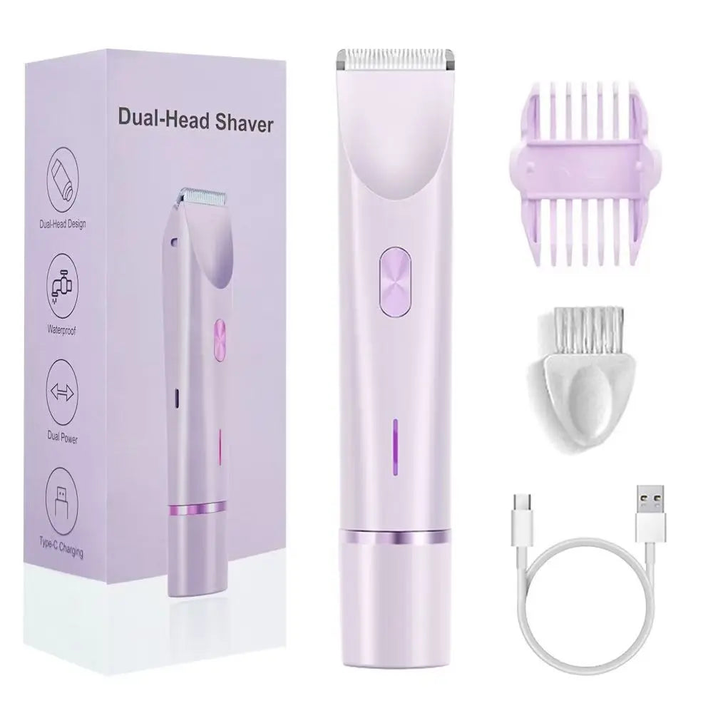 BeautyByOla – 2025 Waterproof Rechargeable Electric Shaver, Mini 2-in-1 Bikini & Body Hair Trimmer, Double-Headed Epilator