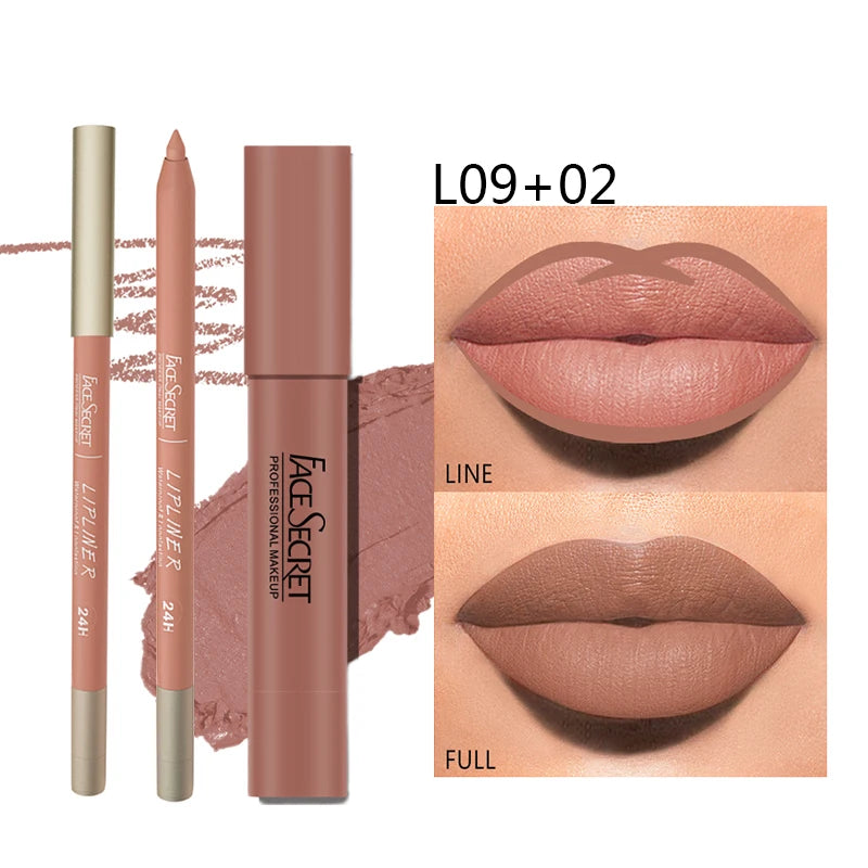 Matte Lip Liner & Lipstick Set Waterproof Long-Lasting – BeautyByOla