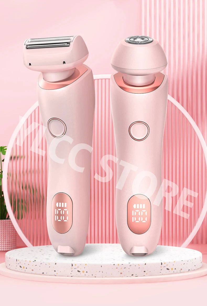 BeautyByOla – Electric Razor 2-in-1 for Women, Bikini & Face Trimmer, Hair Removal for Legs, Underarms & Body, IPX7 Waterproof
