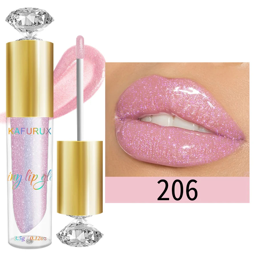 BeautyByOla – 9-Color Moisturizing Diamond Shimmer Lip Gloss, Sparkling Glitter Liquid Lipstick & Pearl Lip Shine