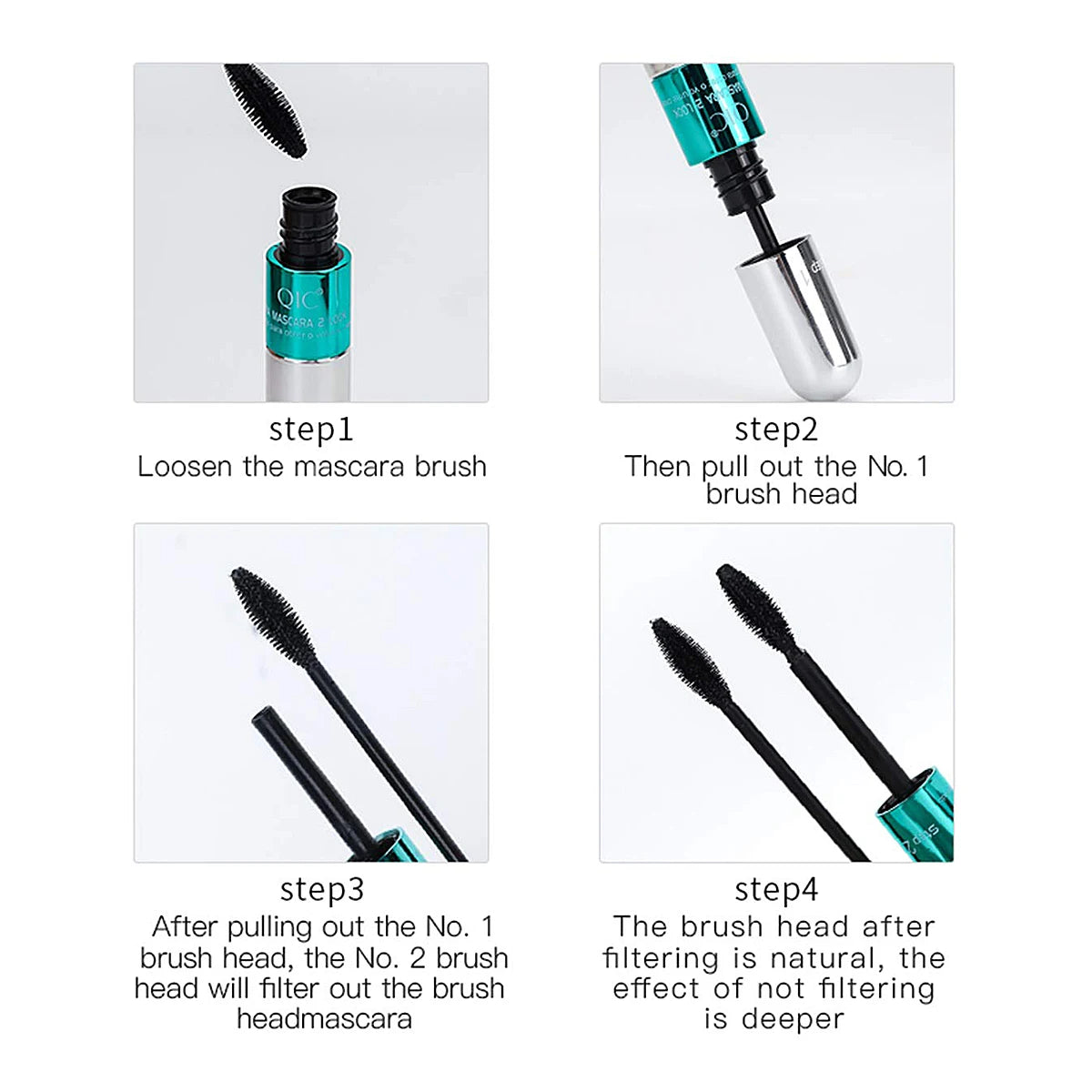 Double 2-in-1 Silk Fiber Mascara Waterproof Lengthening – BeautyByOla