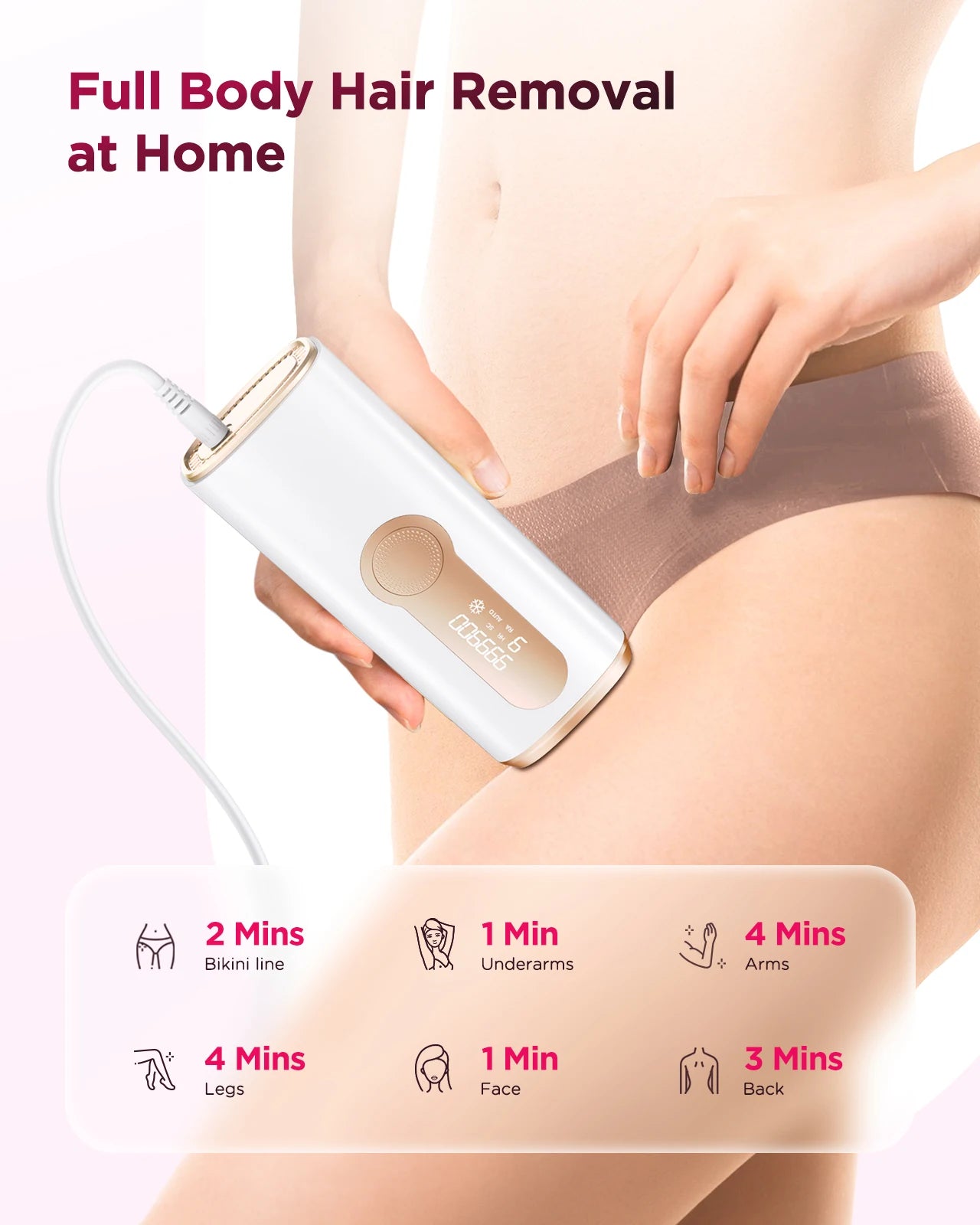 BeautyByOla – 990000 Flash IPL Laser Hair Removal, Painless Epilator for Men & Women, Body, Bikini & Facial