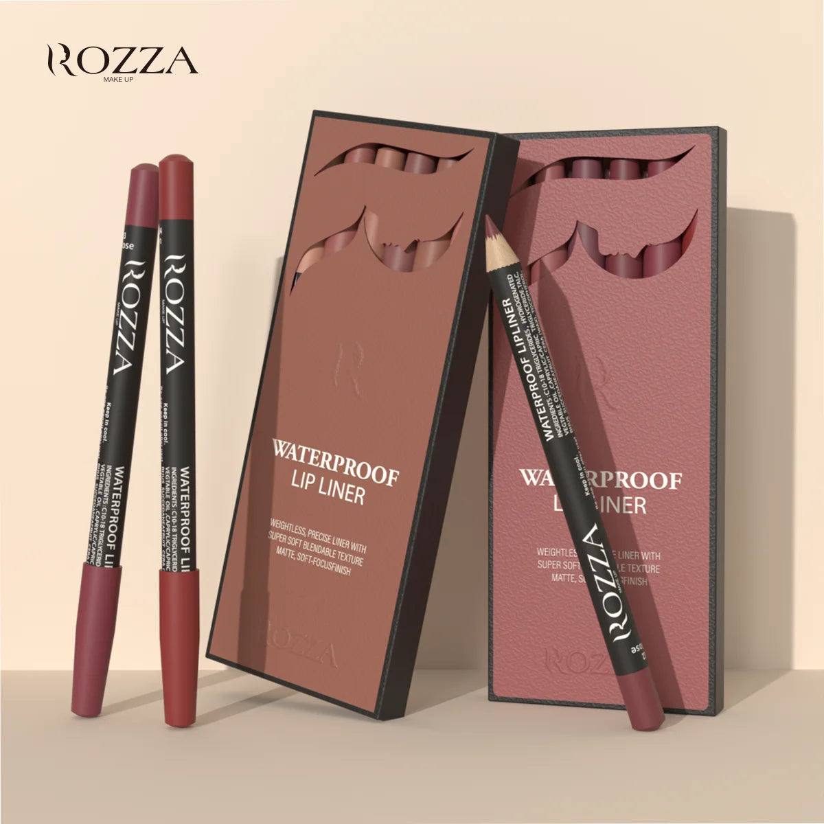 Rozza Waterproof Lip Liner Pencil Set Matte Soft Blendable – BeautyByOla