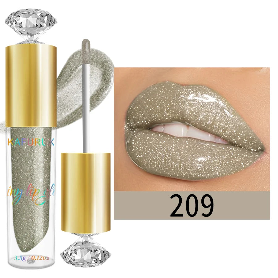 BeautyByOla – 9-Color Moisturizing Diamond Shimmer Lip Gloss, Sparkling Glitter Liquid Lipstick & Pearl Lip Shine