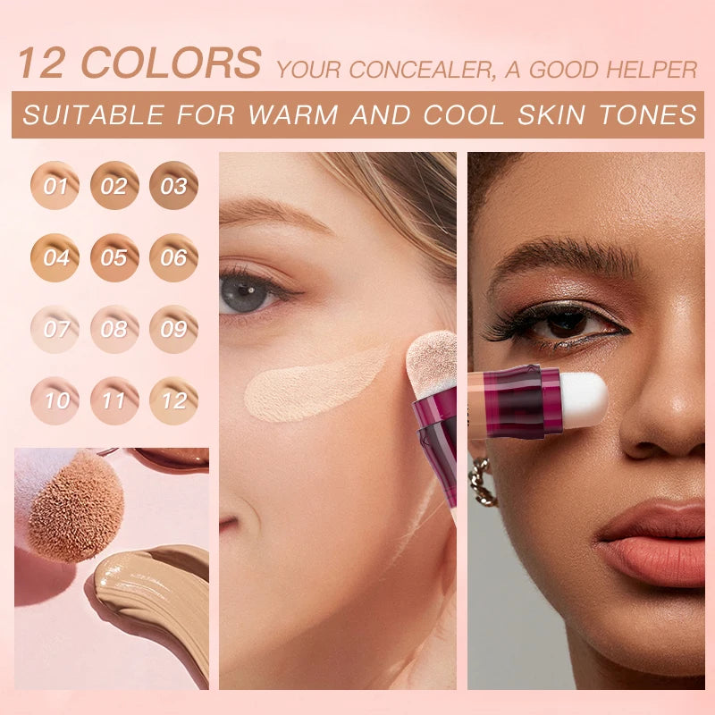 USHAS 12-Color Liquid Concealer with Rotating Sponge Head – BeautyByOla