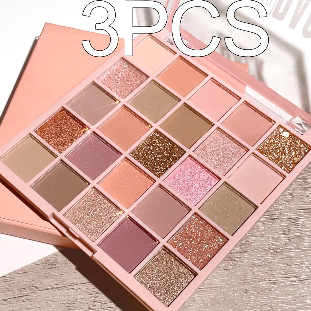 25-Color Eyeshadow Palette Sparkling Powder Pearl Orange Brown – BeautyByOla