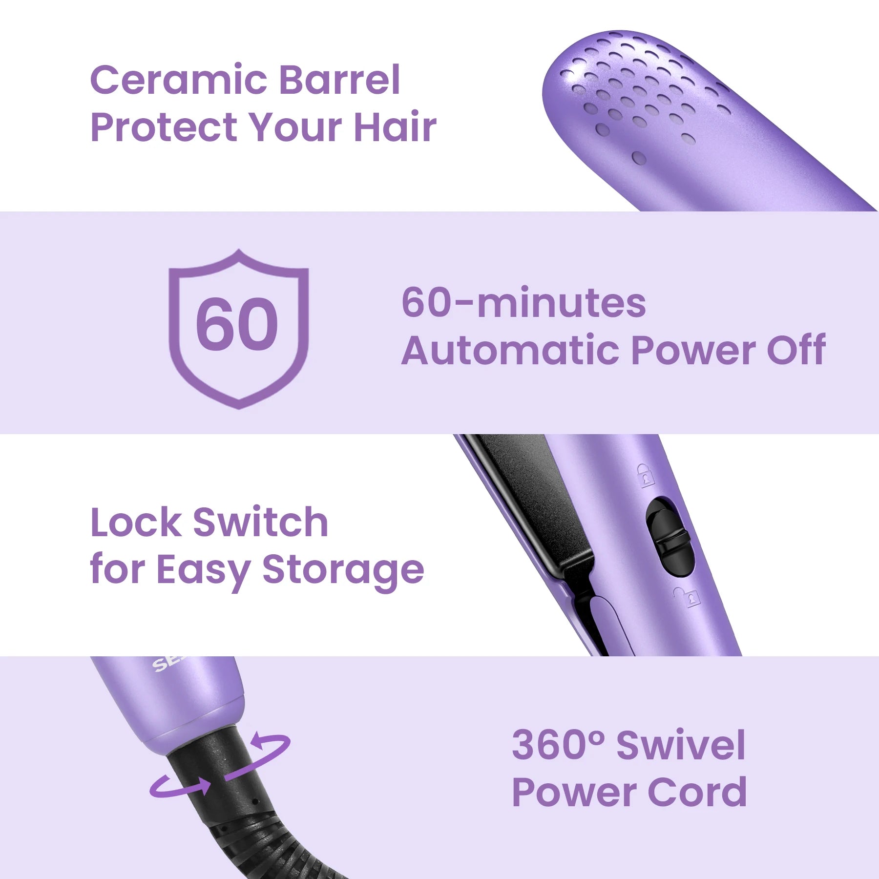 BeautyByOla – Sejoy Professional Electric Hair Curling Iron & Straightener, Multi-Function PTC Heater Curler & Crimper