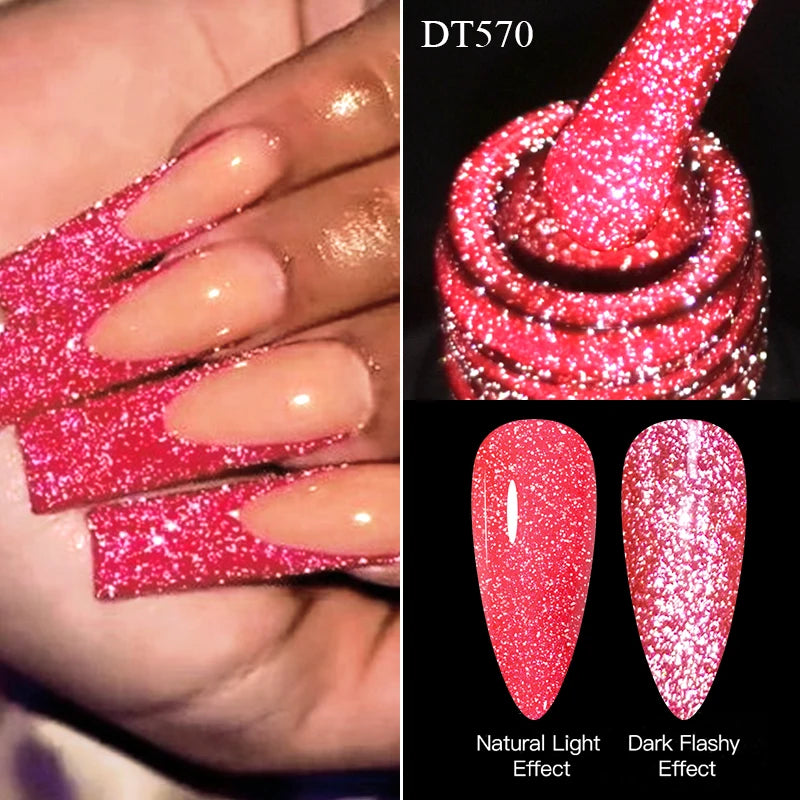 MEET ACROSS 7ml Pink Reflective Gel Nail Polish UV LED – BeautyByOla