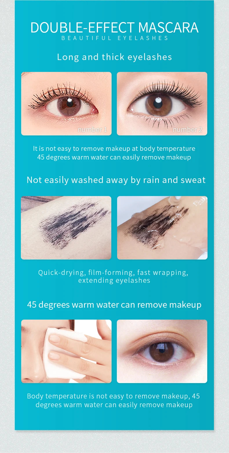 Double 2-in-1 Silk Fiber Mascara Waterproof Lengthening – BeautyByOla