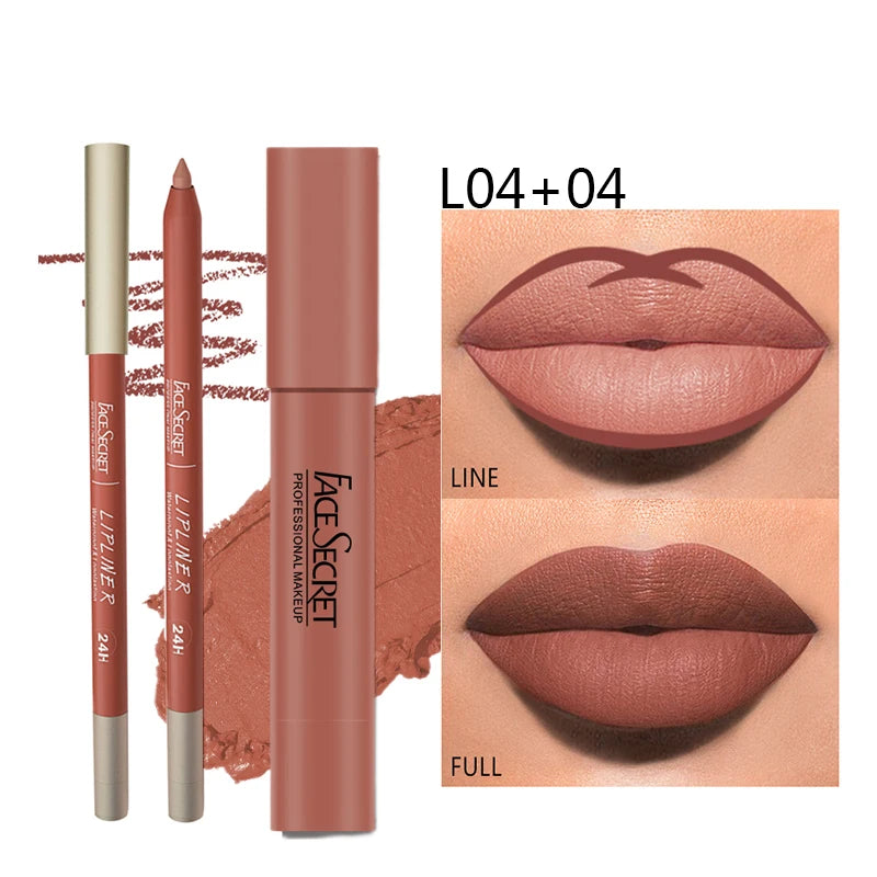 Matte Lip Liner & Lipstick Set Waterproof Long-Lasting – BeautyByOla