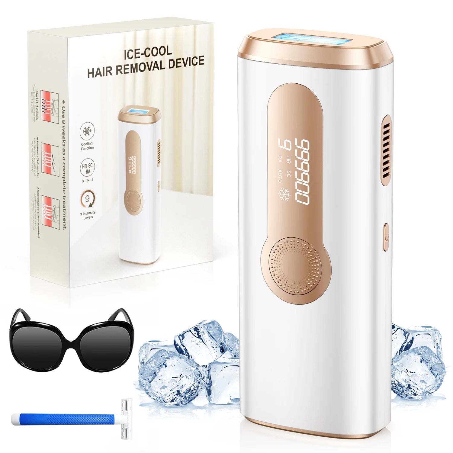 BeautyByOla – 990000 Flash IPL Laser Hair Removal, Painless Epilator for Men & Women, Body, Bikini & Facial
