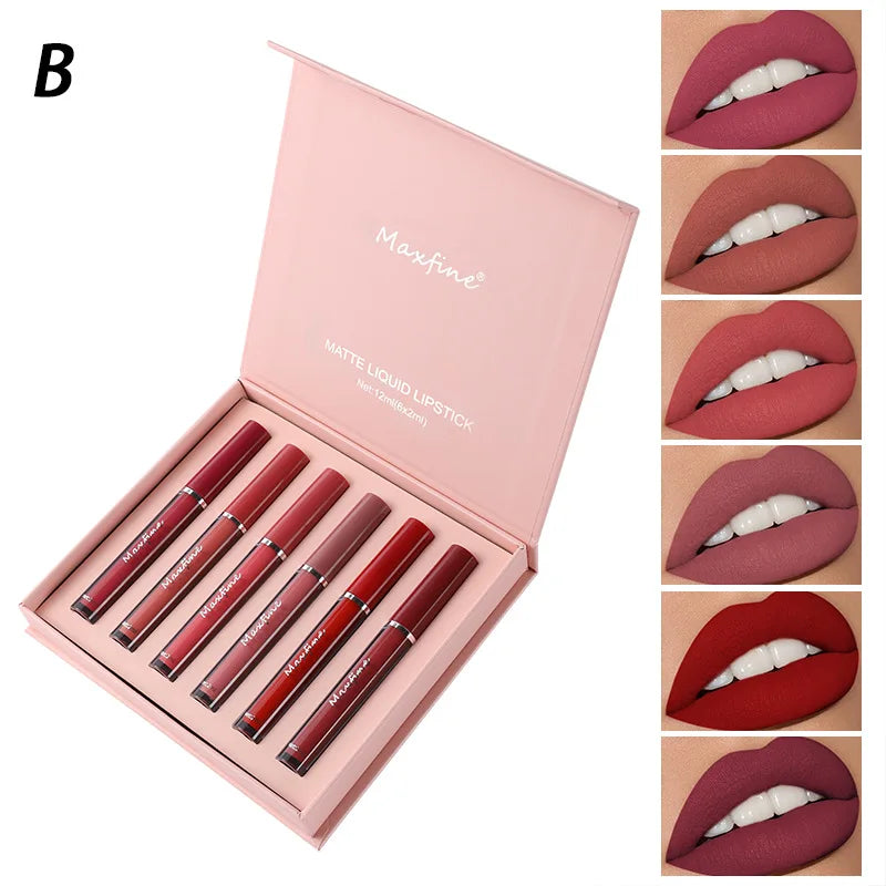 6-Color Matte Lip Gloss Set Long-Lasting Waterproof – BeautyByOla