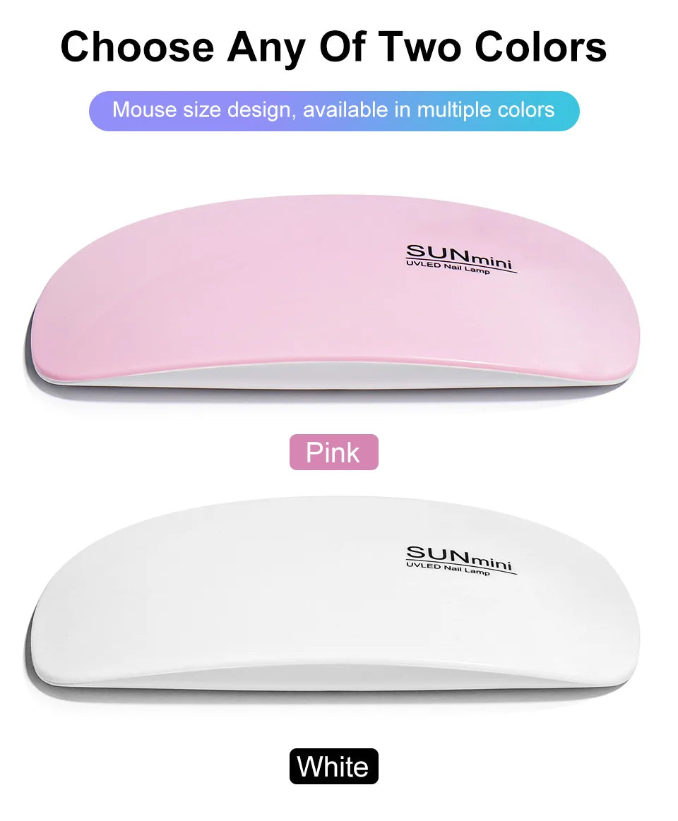 BeautyByOla – 6W Mini Nail Dryer Machine, Portable UV LED Nail Lamp for Gel Polish Drying with USB Cable